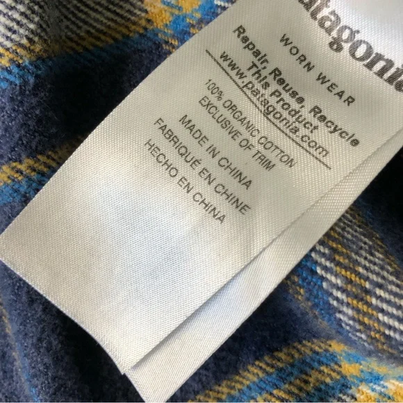 Patagonia Mens Medium Blue Plaid Organic Cotton Button Down Shirt, 53947, Fjord - Picture 6 of 10